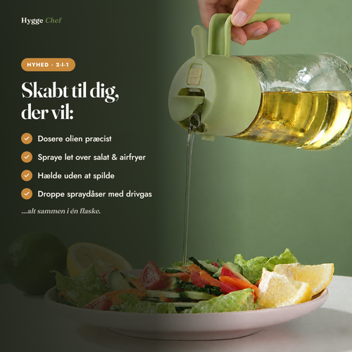 Hygge Chef 2-i-1 oliedispenser – skabt til dig, der vil dosere olien præcist